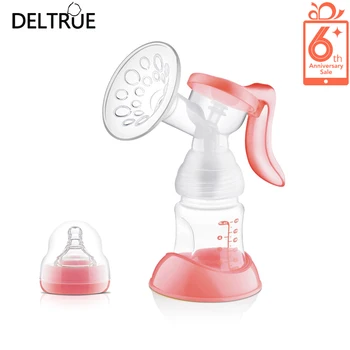 DELTRUE Pink/Yellow Manual Bottle Bpa Free Milk Pumps