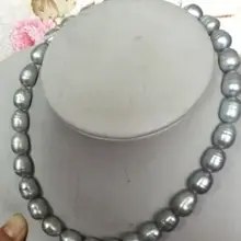Элегантный 13- 14 мм природный искусственный серый барокко жемчужное ожерелье 18 дюймов