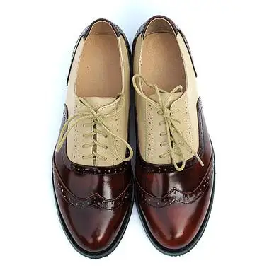 Женские винтажные Туфли-оксфорды в британском стиле; женские туфли из натуральной кожи с перфорацией ручной работы; туфли из мягкой кожи; большие размеры США 4-15 - Цвет: Brush color apricot