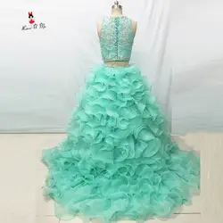 Vestido de 15 anos бальное платье мятно-зеленого цвета, винтажное Пышное Платье из 2 предметов, пышное платье 2017, недорогие подростковые платья с