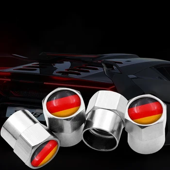 

4 pieces stainless steel car wheel tire Valve tire cap Air valve cap germany flag logo emblem for Audi BMW Benz car-style