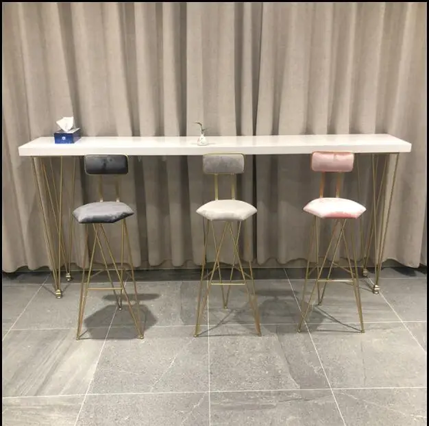 Internet Red Bar Chair Bar Stand Nordic Household Iron Art Backrest Chair Simple Modern Front Desk High Chair