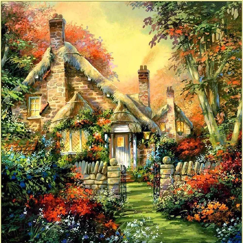 

Full 5D Diy Daimond Painting "Dream Cabins" 3D Diamond Painting landscapes Round Rhinestones Diamant Painting Embroidery Scenery