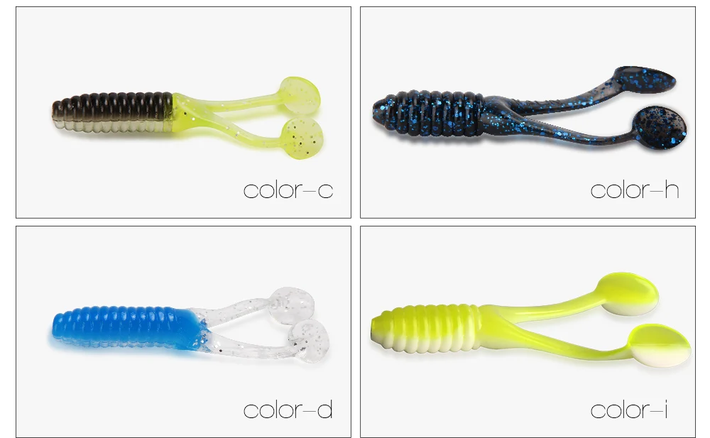 New 10 Pcs 45mm 0.9g,80mm 5.3g Silicone Double Tails Worms Fishing Lures Soft Bait Sea River Lake Carp, Pike, Bass Fishing  (9)