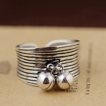 

The Golden Fashion Wholesale Jewelry Line S925 Pure Silver Ring Opening Bell Female Thai Silver Antique Process Gifts