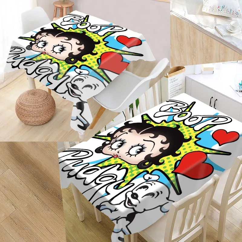 Пользовательские Betty Boop мультфильмы скатерти Оксфорд ткань прямоугольный водонепроницаемый маслонепроницаемый скатерти семья вечерние скатерти - Цвет: 17