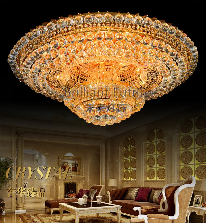 Luxurious K9 Crystal Change color remote control LED Absorb Dome Light Living Room villa LED font