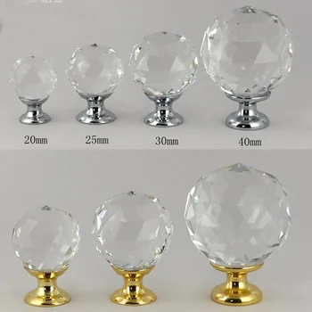

1pcs Crystal M9 glass dril Kitchen Drawer Cabinet Door Handle Furniture Knobs Hardware Cupboard Antique Brass Shell Pull Handles