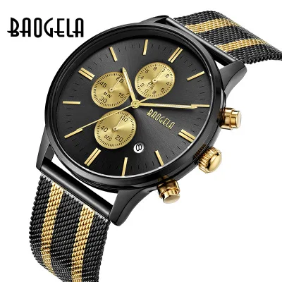 

2018 Top Brand BAOGELA Luxury Watches Men Business Quartz Watch Stainless steel mesh Band sports Wristwatches Relogio Masculino