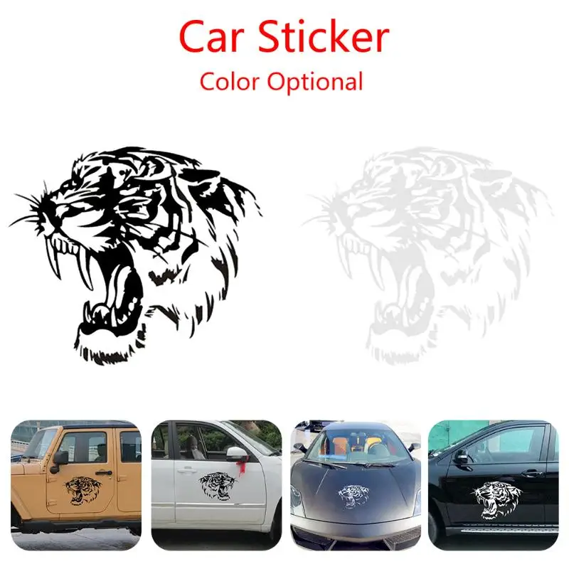 28CM Black Tiger Head Totem Car Body Bumper Home Wall Vinyl Decal Sticker Decor