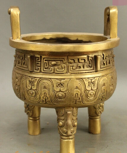

007584 FengShui Chinese Bronze Folk Decorative Pattern Statue Incense Burner Censer