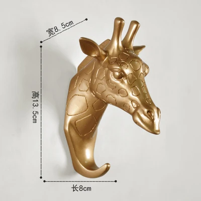 Креативные золотистые крючки с животным узором в Европейском стиле, декоративный крючок для ключей, подвесная винтажная вешалка для дома в стиле ретро - Цвет: Golden Giraffe