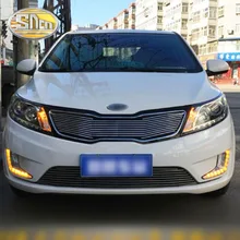 SNCN LED Daytime Running Light For Kia Rio K2 2011 2014 Yellow Turn Signal Function Waterproof