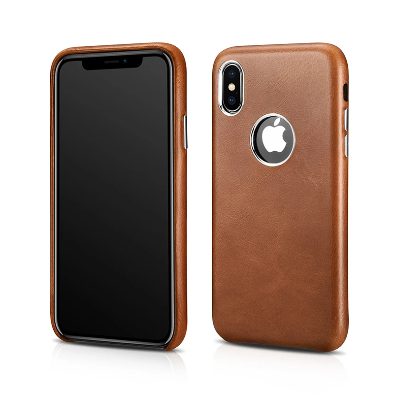 Чехол накладка ICARER из натуральной кожи для iPhone XS MAX винтажный металлический чехол