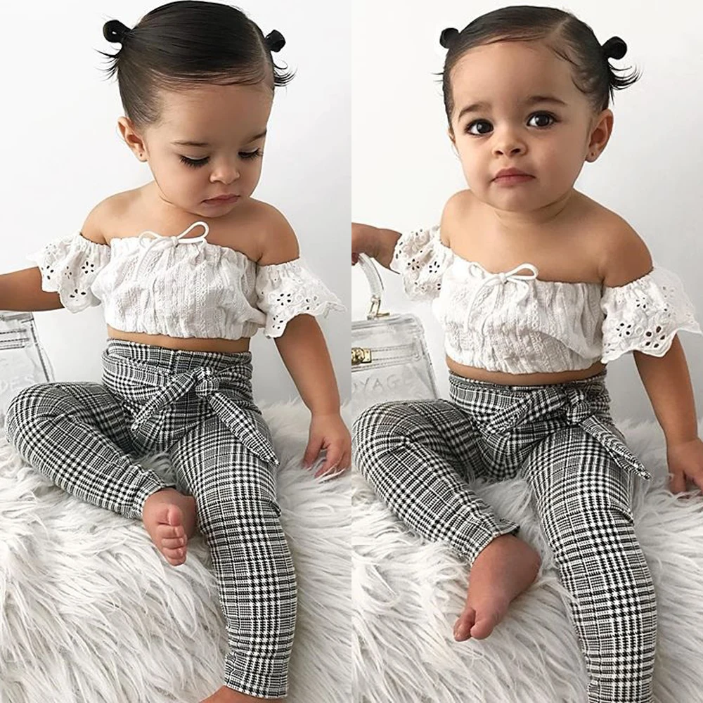 Infant Baby Girl Summer Off épaule ange combinaison bandeau Outfit Vêtements set 