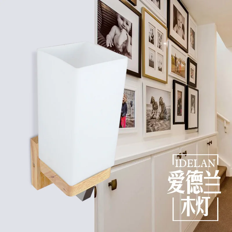 

Edelwood lamp room bedside Japanese Nordic wall lamp aisle lamp solid wood LED Hotel lamps