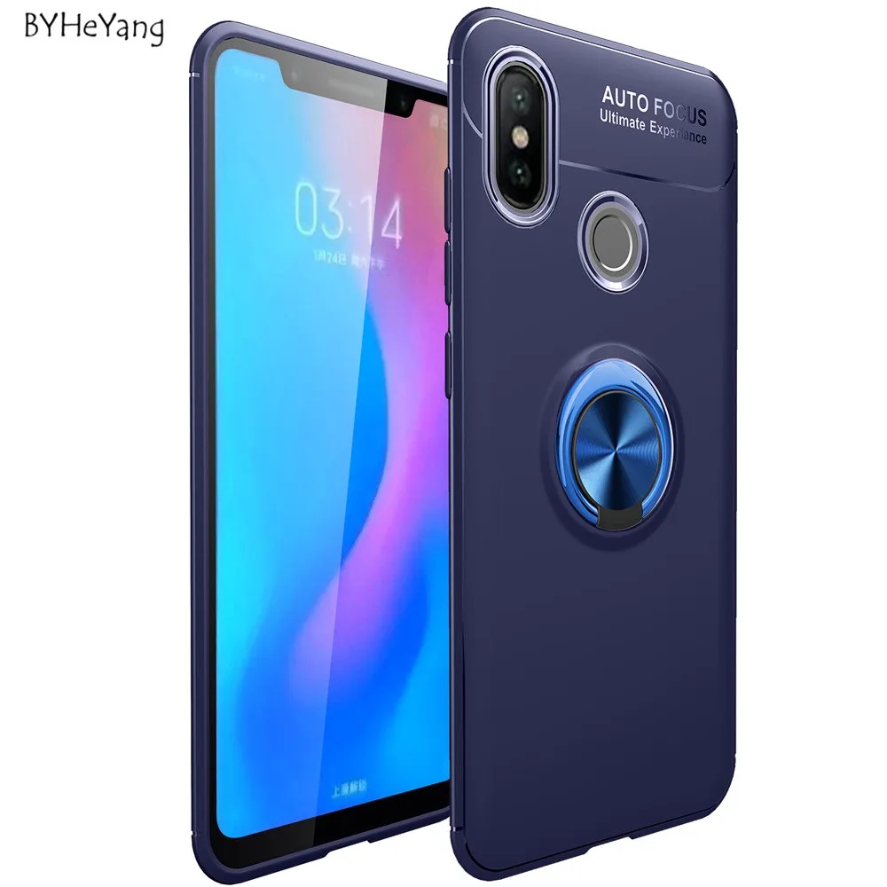 

For Huawei Honor 8C Case Honor 8C Cover 6.26" Finger Ring Holder Soft Silicone Back Cover For Coque Huawei Honor8C Back Cover