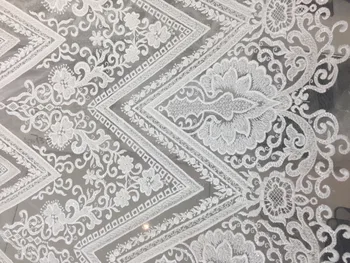 

new 5yards/bag FH40# White Hand beads tulle mesh lace fabric for bridal wedding dress/sawing Free shipping alibaba express