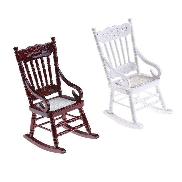 Us 4 22 20 Off 1pcs 1 12 Scale Mini Wooden Rocking Chair Dollhouse Miniature Furniture Hemp Rope Seat For Dolls House Accessories Decor Toys In