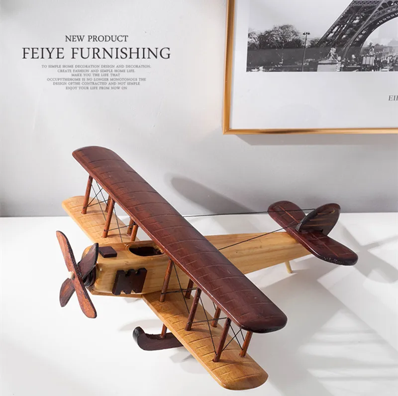 Wooden Static Airplane Model Display Replica Craft Wood Furnishing Kids Gifts