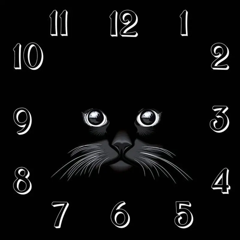 

New full square diy diamond cross stitch digital diamond painting black cat picture wall clock picture mosaic home decoration