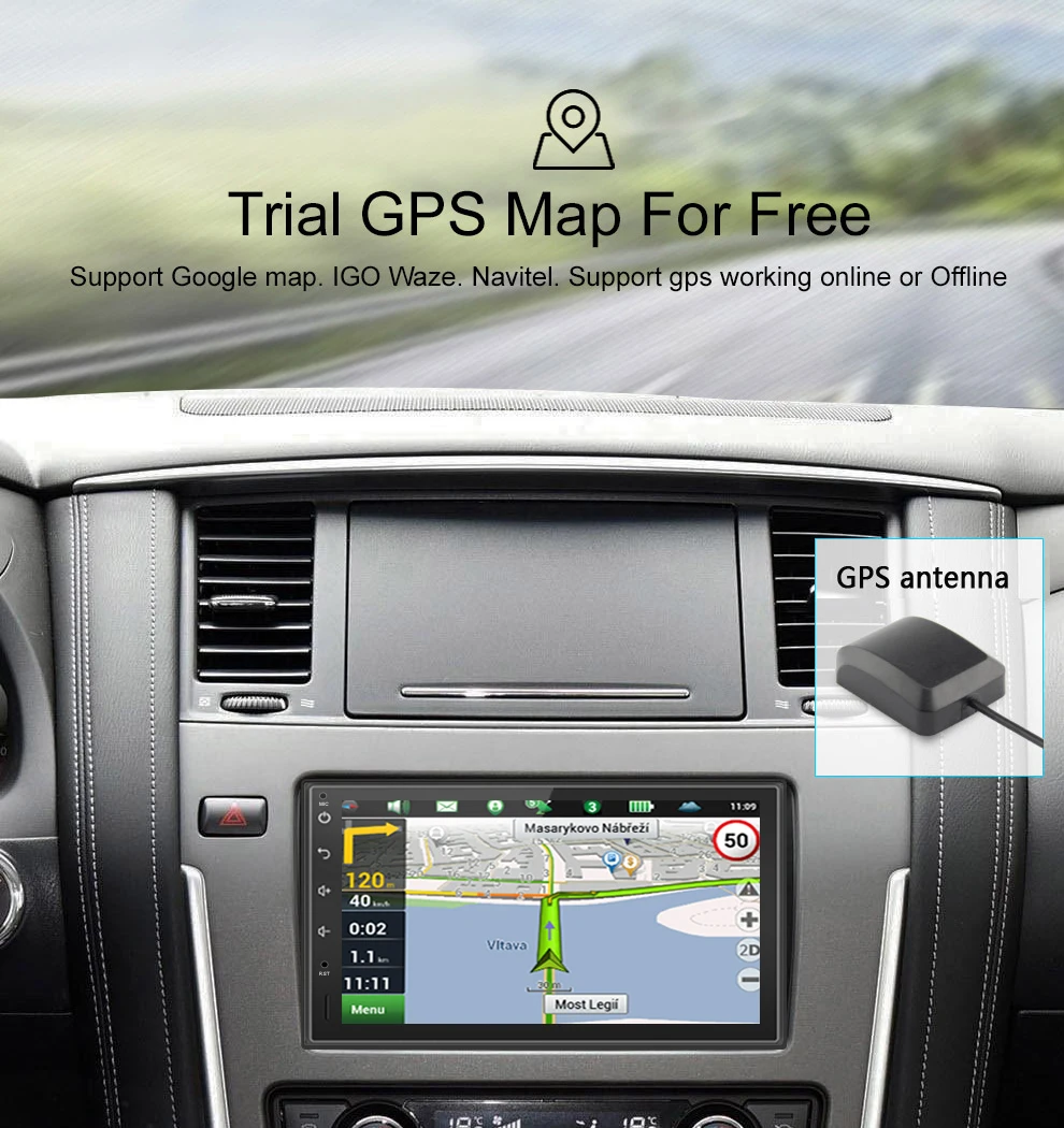 Excellent Navivox Android7.1/8.1 Universal GPS Navigation Radio Stereo Audio Player for nissan ,for hyundai   RDS/SWC/BT/Wifi (no dvd) 3
