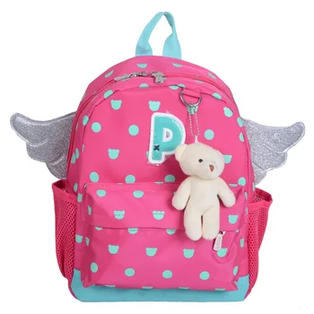 

2017 New Arrival Girls Kindergarten Bag Cute Bear Children School Bags Red Dot Angel Wings Kids Backpack Boys Mochila Escolar