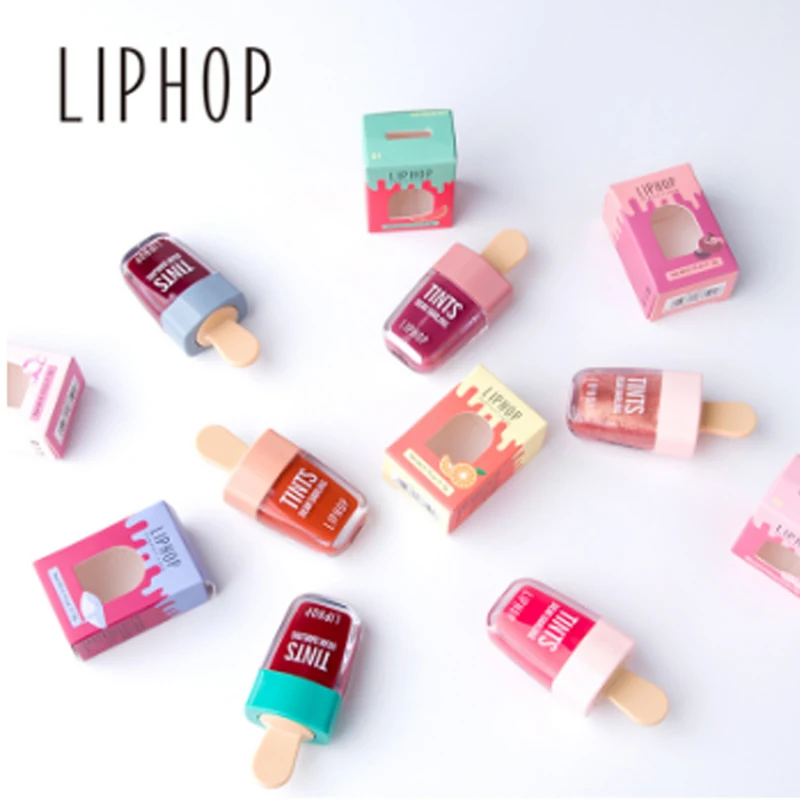 

LIPHOP brand lip makeup moisturizing lip gloss waterproof Ice cream lip tint 6 color shimmer liquid lipstick mermaid lip tattoo