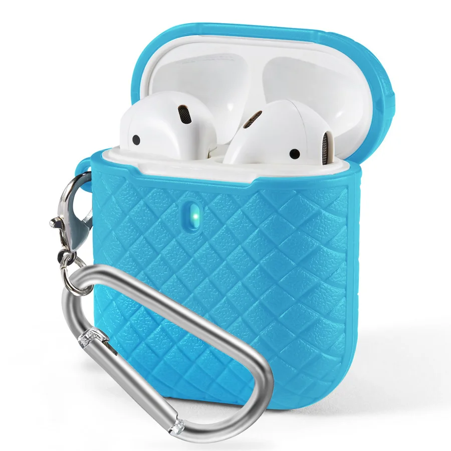 IQD для AirPods чехол тонкий чехол Портативный защитный текстурированный противоударный тканый мягкий TPU для Apple AirPod 1 и 2 аксессуары - Цвет: Небесно-голубой