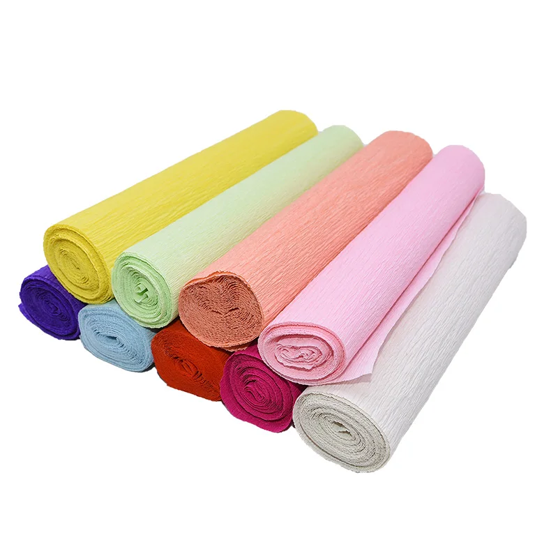 250*25cm Colored Crepe Paper Roll Origami Crinkled Crepe Paper Craft DIY Flowers Decoration Gift Wrapping Paper Craft