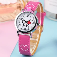 Специальные часы с узором «любовь» для детей кварцевые часы «арабский номер» кожаный ремешок наручные часы подарок для девочек