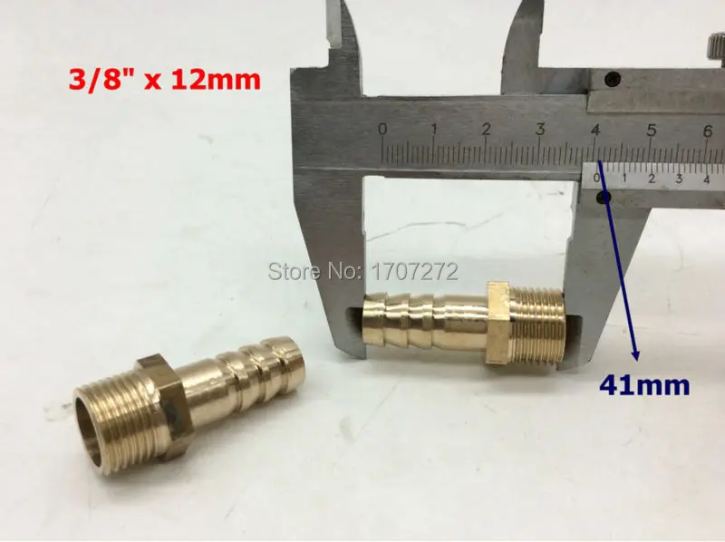 free shipping copper fitting 12mm Hose Barb x 3/8" inch male BSP Brass Barbed Fitting Coupler