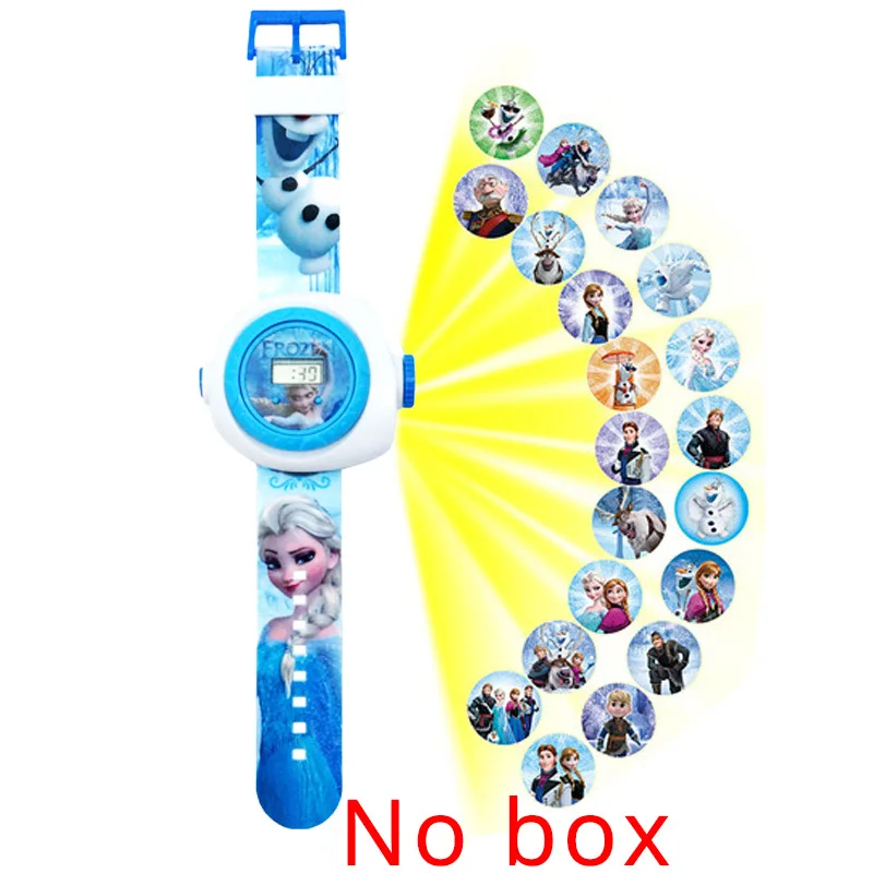 Elsa no box JOYROX принцесса Человек-паук детские часы проекция мультфильм шаблон Цифровые Детские часы для мальчиков девочек светодиодный дисплей часы Relogio - Цвет: Elsa no box