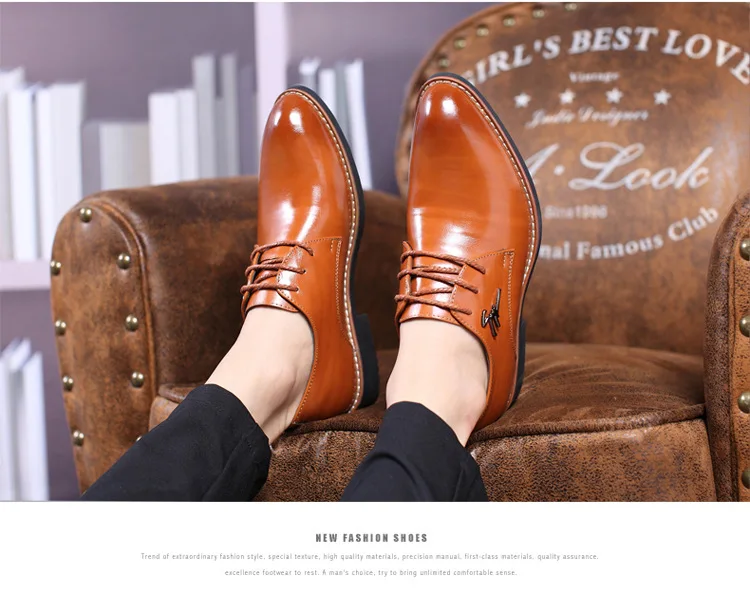 Для мужчин социальных обуви весна удобные кожаные Роскошные Высокое качество модные кожаные туфли Для мужчин # MS8116188