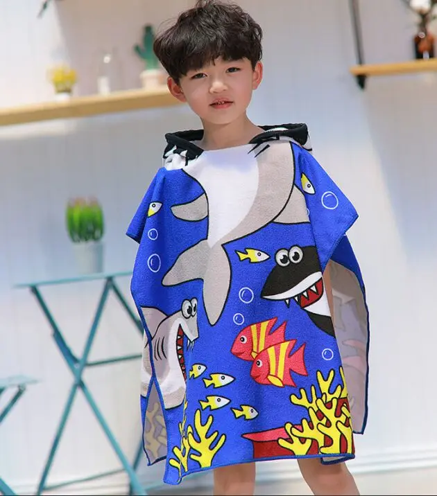 Baby Hooded Bath Towel Children Kids Bathrobe Towels Bath Robe Quick Dry Absorbent Microfiber Travel Sports Beach Towel - Цвет: husha