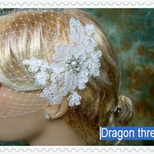 Элегантная Роскошная короткая свадебная вуаль птичья клетка кружевные Бусы Жемчуг свадебная вуаль Потрясающие женские свадебные аксессуары V126