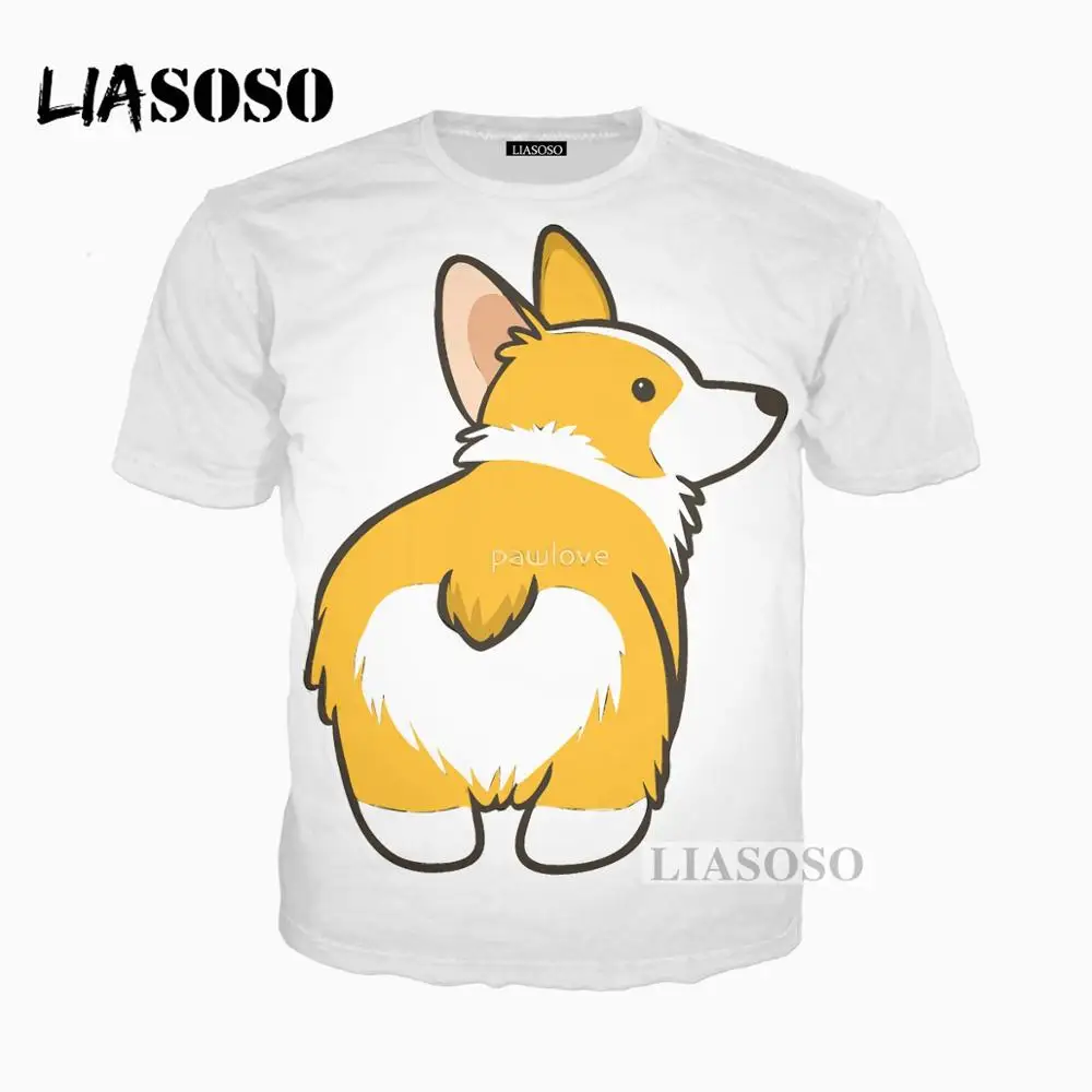 LIASOSO 3D принт Для женщин Для мужчин милый вельш корги пемброк собаки Детские щенок футболка Летняя футболка хип-хоп пуловер Короткие SleeveX0128 - Цвет: 5