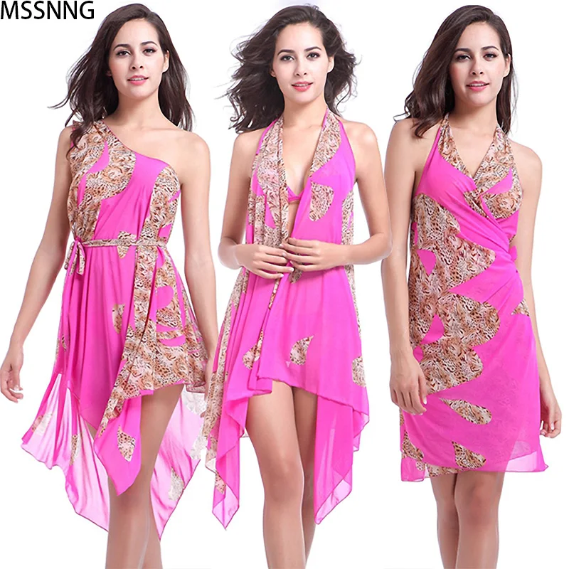 Online MSSNNG 2019 Sommer Frauen Badeanzug Bikini Gedruckt Cover Up Kleid Sexy Strand Abdeckung Ups Lange Kleid Strand Badeanzug Tunika kaftan