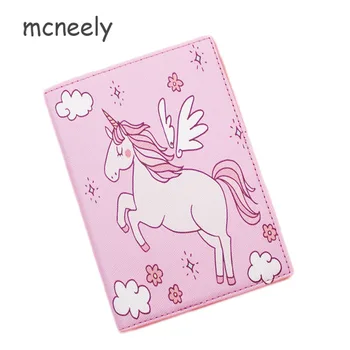 

Mcneely Nice Design Unicorn Women Passport Cover Pink Fashion Pu Leather Cover for Passport Luxury Travel Passport Holder