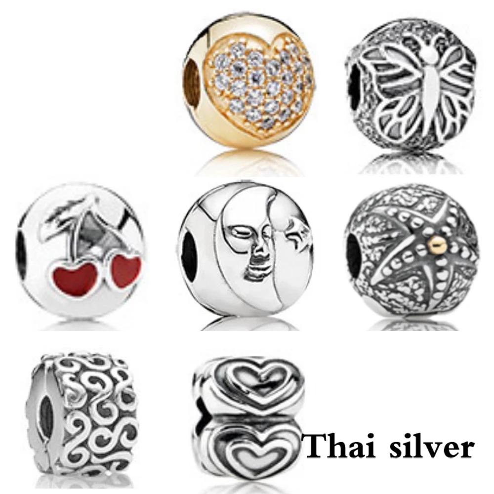 

2019 NEW Thai Silver Retro Heart-shaped Butterfly Cherry Mask Marine Heart Safety Buckle High Quality Limited Collection Series