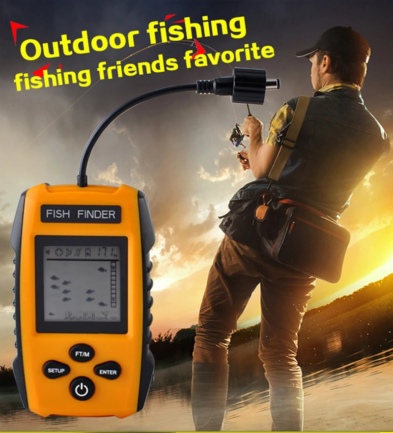 Erchang Портативный Sonar рыболокаторы сигнализации 100 м Sonar ЖК-дисплей рыболовные приманки эхолот ловли карпа Finder кемпинг