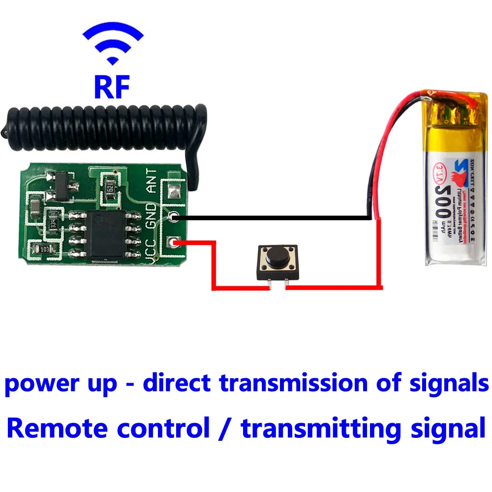 Беспроводной пульт дистанционного управления Мини маленький 433 МГц РЧ передатчик приемник 3,7 в 5 в 6 в 9 в 12 Батарея схема питания микро управление Лер