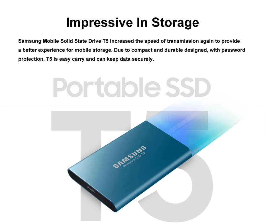 Samsung T5 внешний Ssd Usb3.1 Gen2(10 Гбит/с) 500 Гб жесткий диск внешний твердотельный Hdd диски для ноутбука планшета