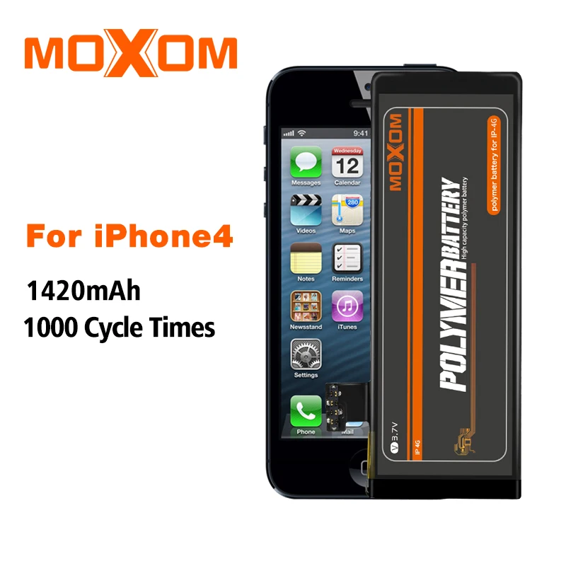 MOXOM аккумулятор для iPhone 4 Аккумулятор 1420 мАч iPhone 4 высокомощный аккумулятор литий-полимерные сменные батареи Бесплатный инструмент