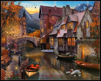 

Embroidery Counted Cross Stitch Kits Needlework - Crafts 14 ct DMC color DIY Arts Handmade Decor - Autumn Canal