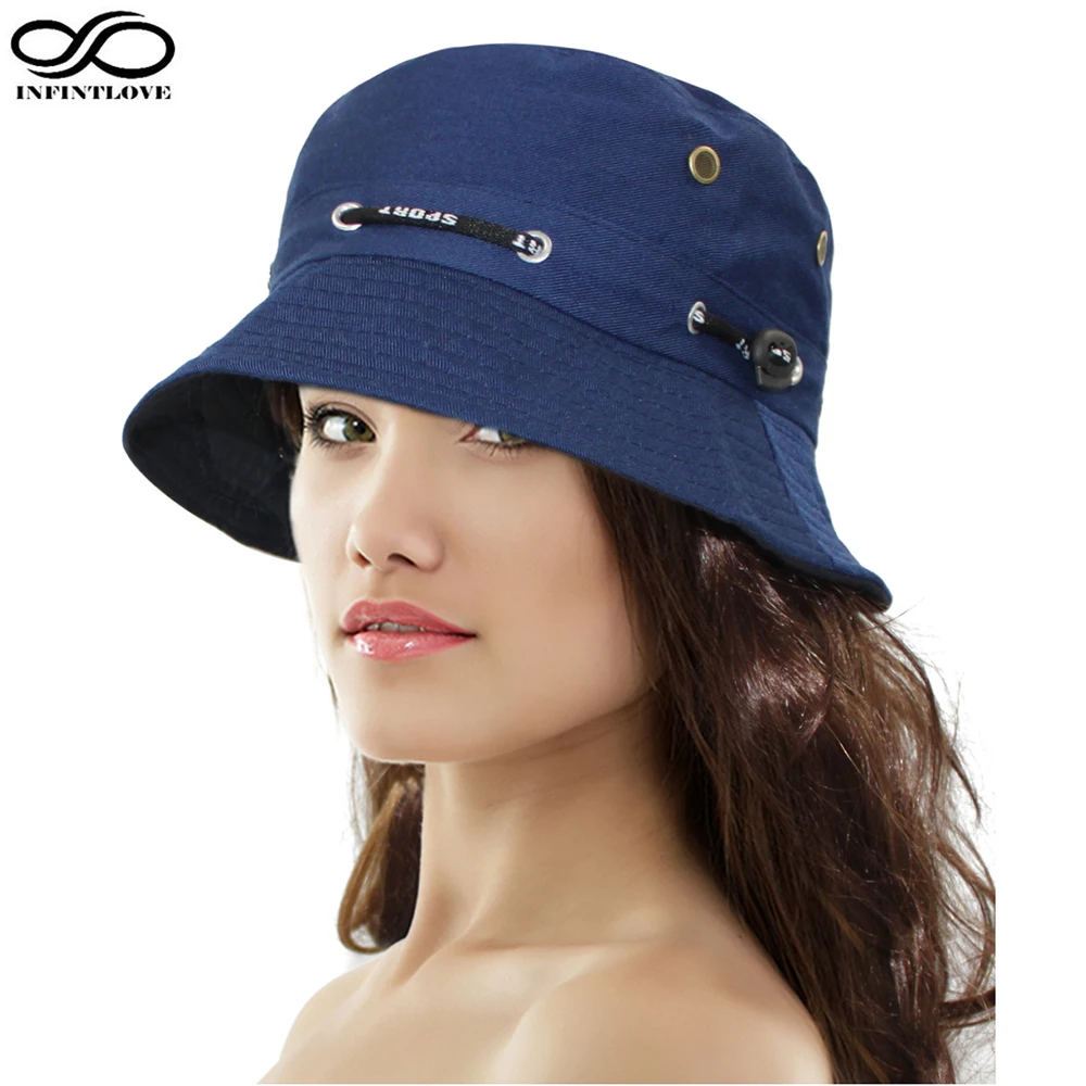 

INFINITLOVE Unisex Men Women Summer Fashion Bucket Hat Flat Fishing Fisherman Cloche Cap (Elastic Size:58cm)