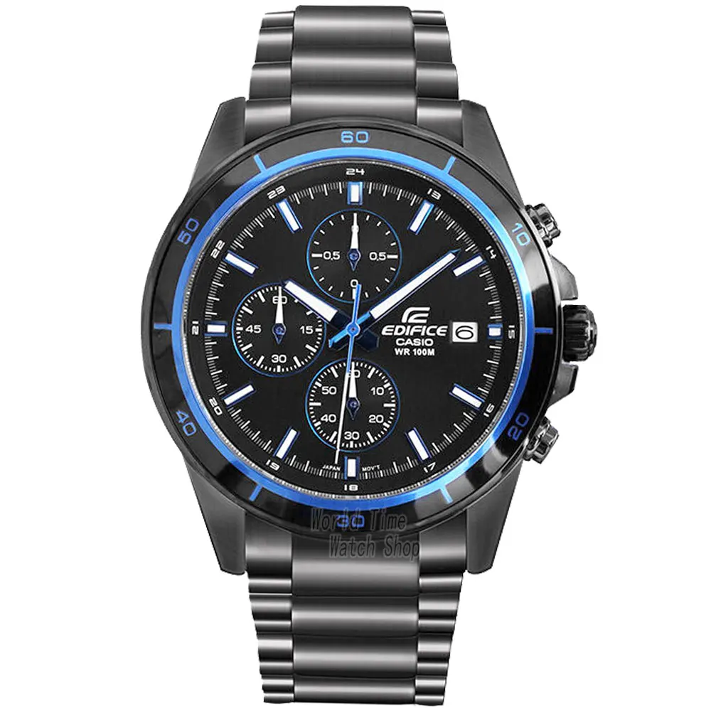 Casio Edifice часы мужские топ роскошный набор 100м Водонепроницаемый световой хронограф мужские часы военные кварцевые наручные часы F1 Racing Element Спортивные часы Черный ионный покрытием серии relogio masculino - Цвет: EFR526BK1A2-1