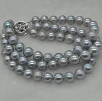 

Selling Jewelry>>>fine 3rows gray freshwater pearl rose clasp braclet