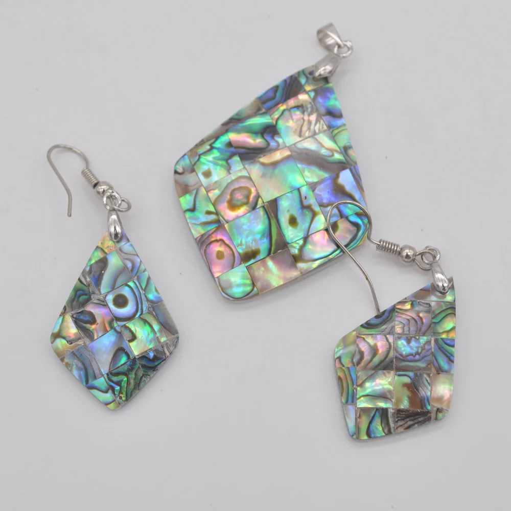 New Zealand Abalone Shell Pendant Earrings Set Fashion Jewelry S122in