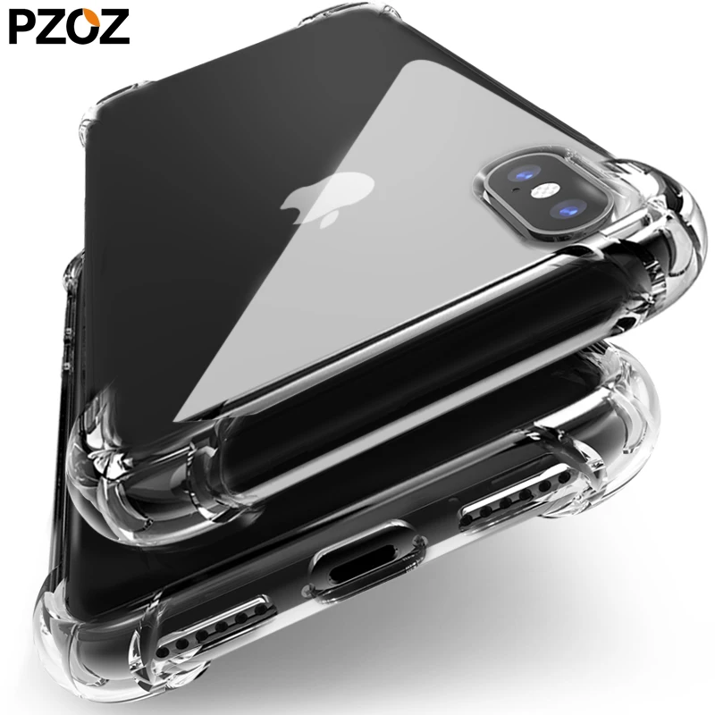 

PZOZ For iphone 8 7 6 S Plus 6plus 7plus 8plus Case Transparent Clear Silicone For iphone X Xr Xs Max Anti fall Back Cover Coque